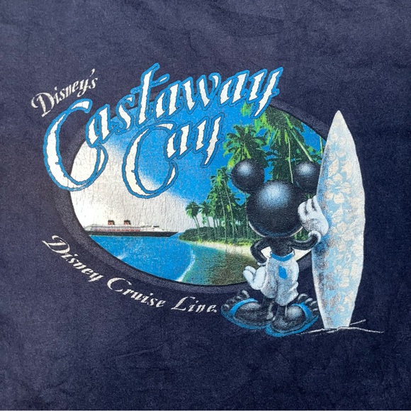 Disney Other - Vtg Y2k Disney Surf Cruise Line Shirt L Castaway‎ Cay Mickey Mouse Graphic Blue